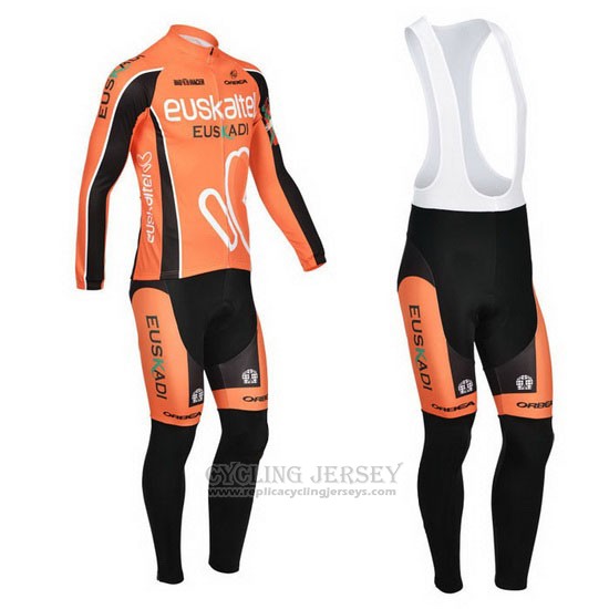 2013 Cycling Jersey Euskalte Orange Long Sleeve and Bib Tight